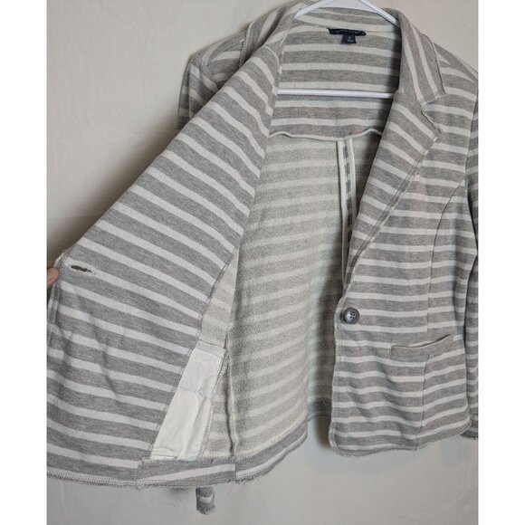 Tommy Hilfiger Women's Striped Glitter‎ Blazer Raw Hem Knit Jacket Size Medium - Picture 3 of 7